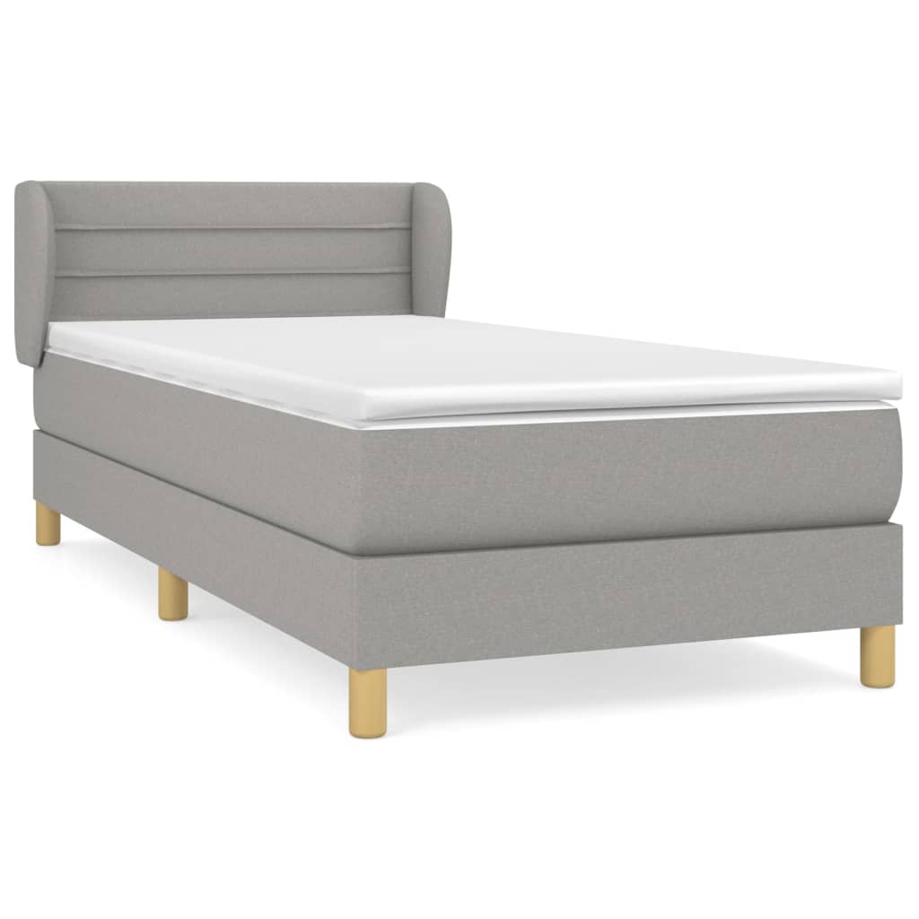 Box Spring Bed with Mattress Light Grey 80 x 200 cm Fabric