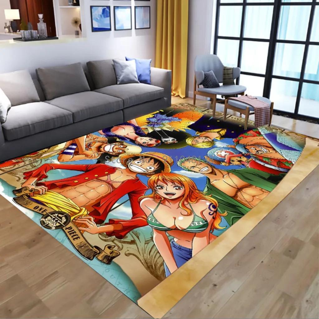 2026 Cool One Piece Carpet Non-slip Bathroom Rug Luffy Rectangle Bath Mat Anime Cartoon Kitchen Living Room Door Rug Kid Christm