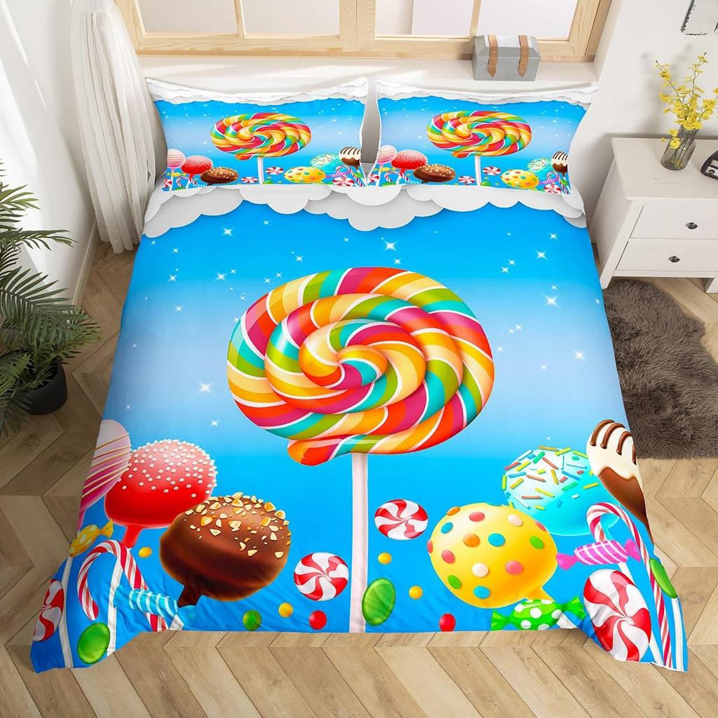 Радужный леденец Пододеяльник для детей мальчиков девочек Квин Легкие пододеяльники Сладкий тематический постельный набор Декор комнаты Без одеяла