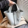 Новая модная текстура с узором личи, портативная сумка-ведро, высококлассный темперамент, простая универсальная женская сумка