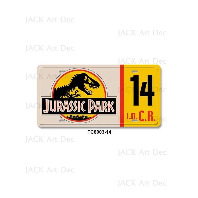 Classic Film Jurassic Park Metal Print License Plate 15x30cm Tin Sign Vintage Wall Plaque Decor for Garage Bar Dinosaur Poster
