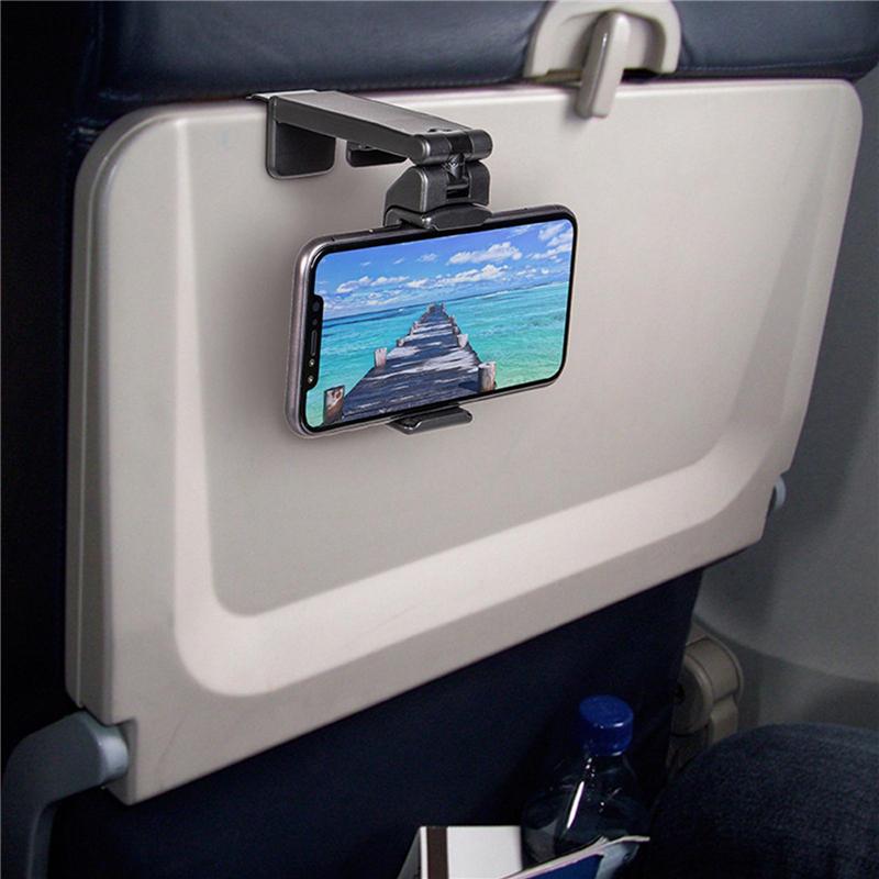 360° Rotation Phone Holder Clip for Airplane Train Bus Seat Mount Stand Folding Portable Travel Phone Bracket for Iphone 14
