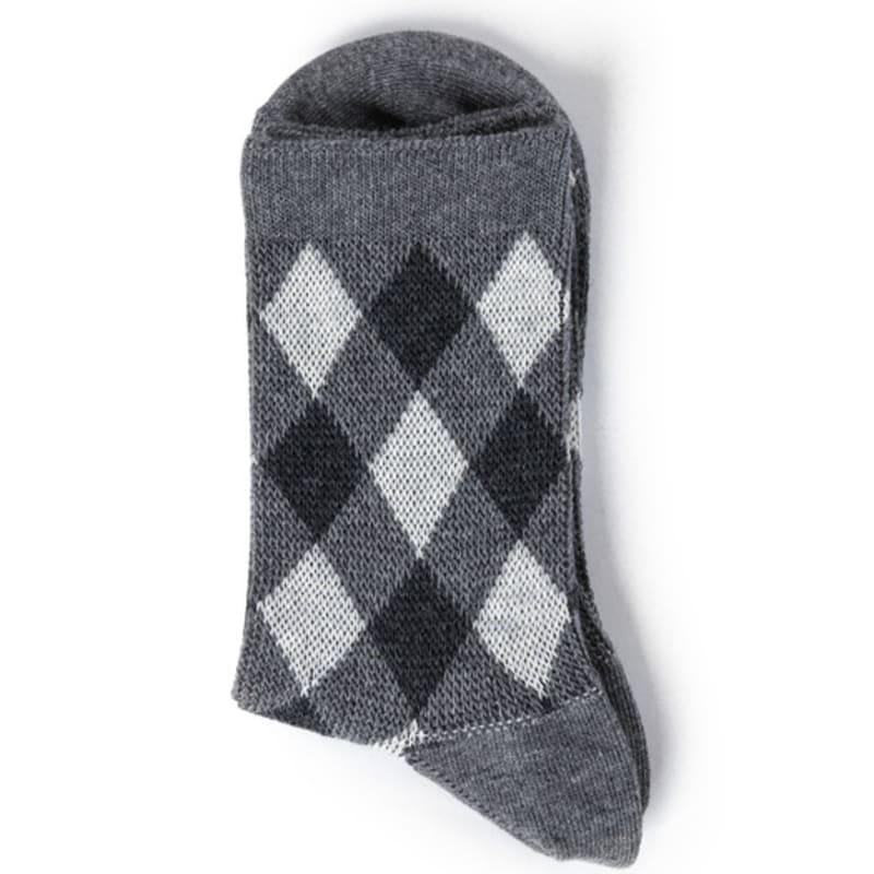 Abiruz Women's Argyle Check Pattern Socks Gray HM-67-WBT