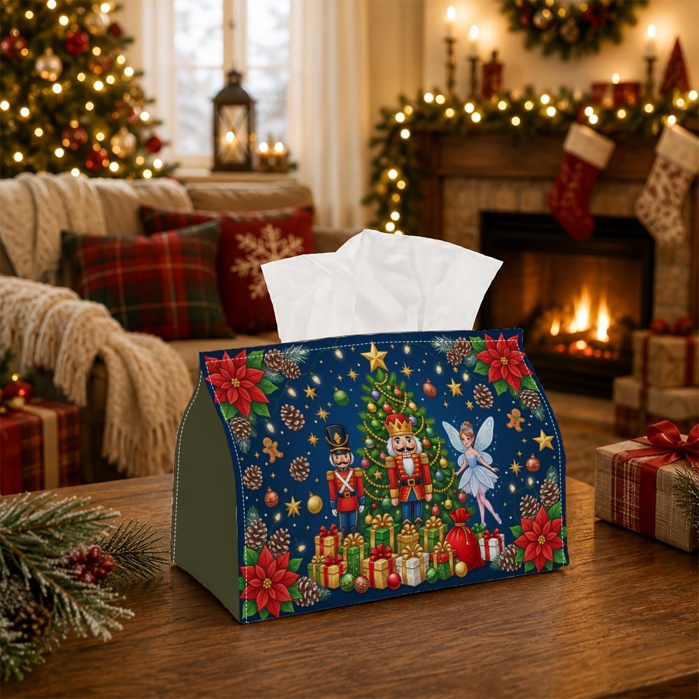 1pc Magical Holiday Fairytale Tissue Box - Nutcracker Fairy Pine Tree Gift Napkin Storage Box, Suitable for Rolls/facial Tissues/single Sheets,availab