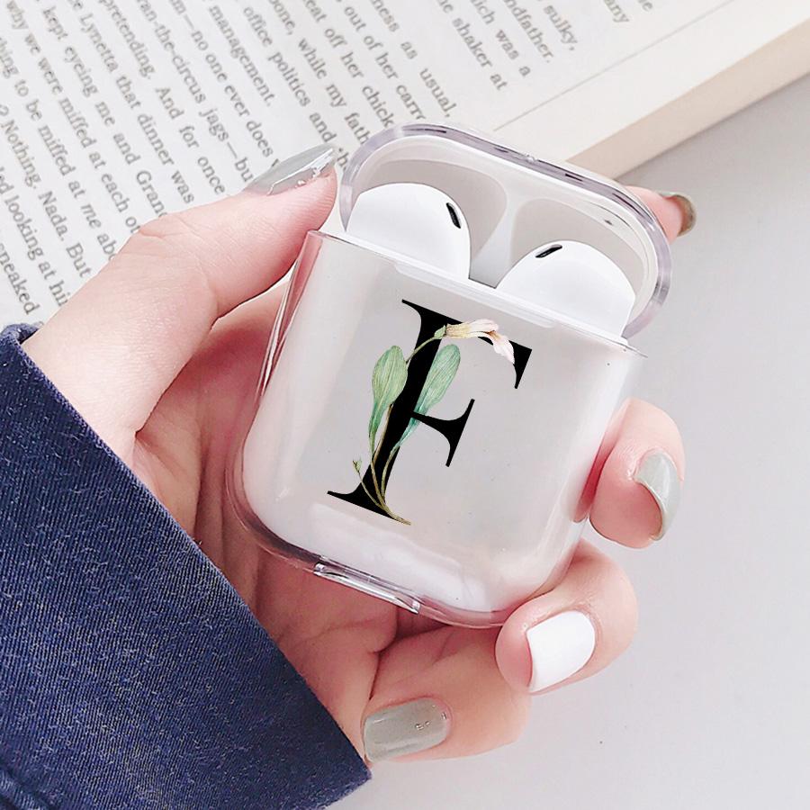 Чехол для AirPods с тропическими листьями и 26 буквами алфавита для Apple Airpods 3 Pro, защитный чехол для гарнитуры, прозрачный чехол для зарядки
