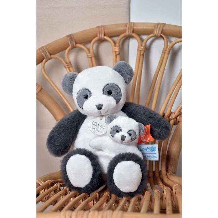 Peluche - doudou &amp; compagnie - panda &amp; bébé - blanc - 25/34 cm