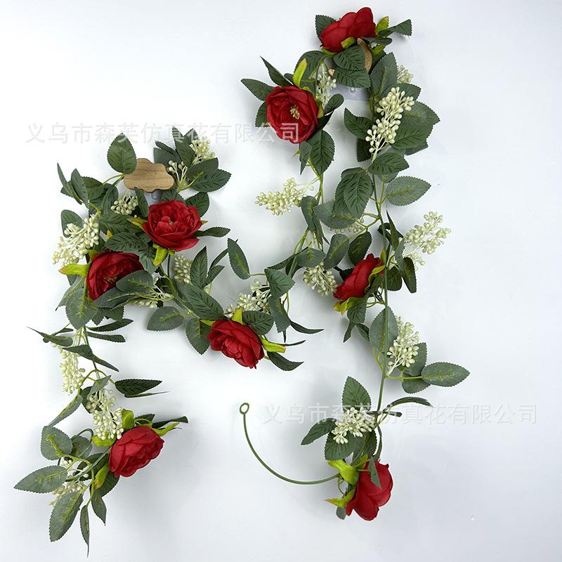 Искусственная цветочная лоза Лоза из зеленых растений Пластиковый шелковый цветок Украшение для труб кондиционера Настенная лоза