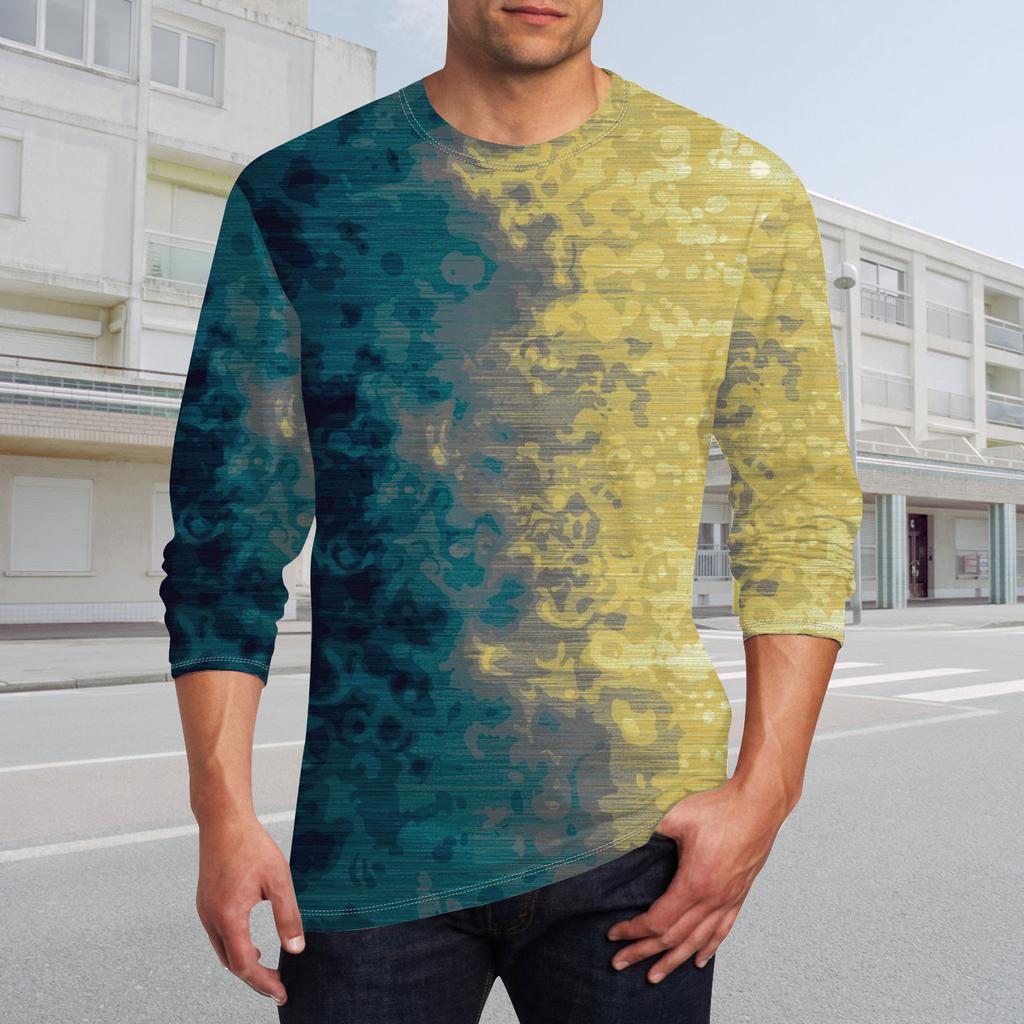 Муж. Футболка Круглый вырез Одежда Одежда На открытом воздухе Длинный рукав С принтом Модельер Винтаж