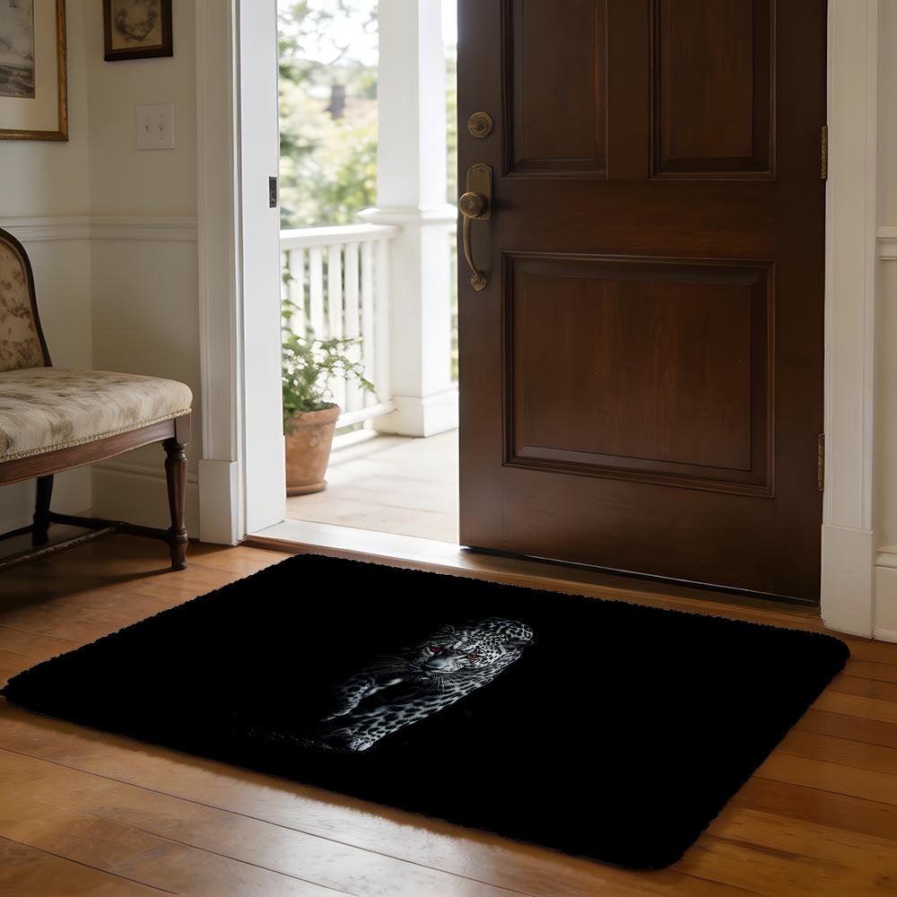 Floor Mat Soft Flannel Rug Non-Slip Absorbent Mat for Bathroom Bedroom Home Decor Animal Cool L-leopardS Fun