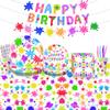 Custom Graffiti Themed Party Supplies Slime Party Decoration Banner Pull Flag Disposable Tableware Paper Plates Paper Towels