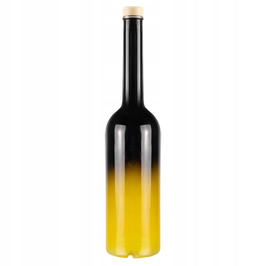 10x FENICE Glass Bottles 700 ml BLACK ELEGANT OMBRE for Alcohol Gift