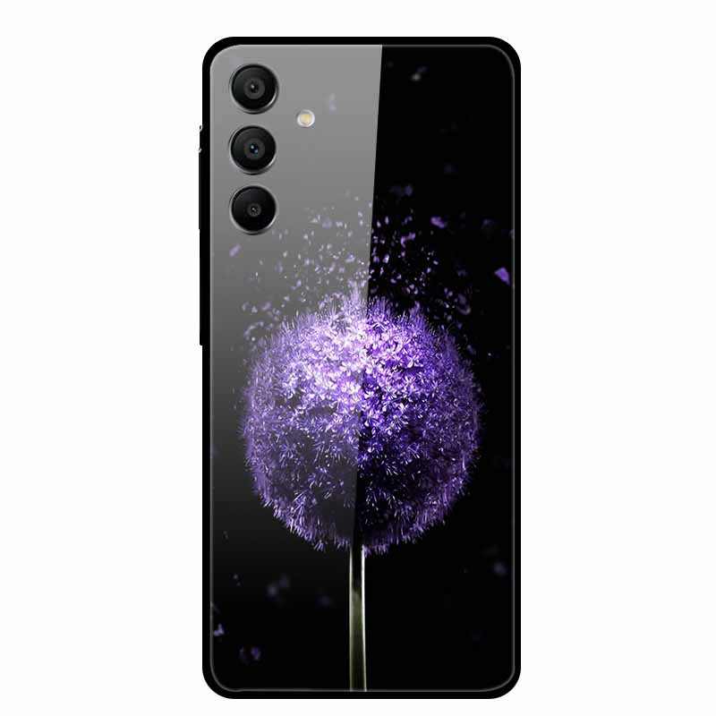 Для Samsung A05 A05s A15 4G 5G Закаленное Стекло Чехол Задняя Жесткая Крышка для Samsung Galaxy A55 A25 Цветы Фрукты Funda Кошки Coque
