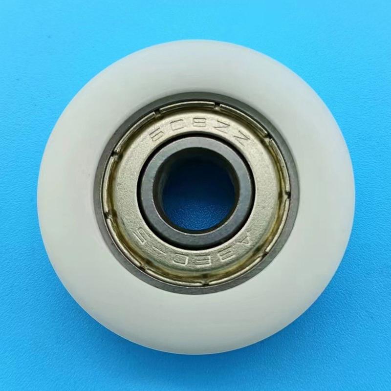 1Pc 8*32*12Mm Embedded 608Zz Bearing, Wrapped Rubber, Pom/ Nylon Bearing Pulley, Flat Roller Pulley Wheel