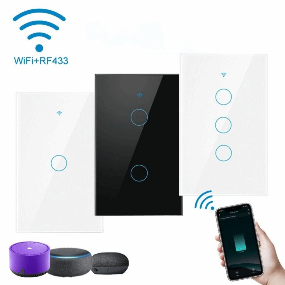Умный световой выключатель Wi-Fi с американской вилкой, сенсорное управление, одинарный сенсорный выключатель, управление через приложение, дистанционное управление, голосовое управление
