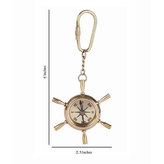 Винтажный морской латунный брелок с компасом, кольцо для ключей, морской декор, лучший подарок