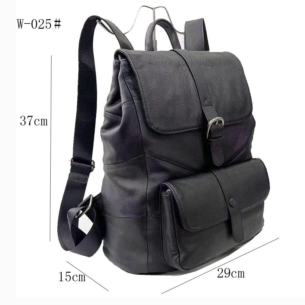 Кожаный рюкзак Женская сумка Черный первый слой рюкзак из коровьей кожи
