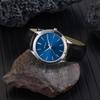 BUREI Analog Quartz Black Leather Popular Slim Simple and Stylish for Business and Casual Wear Men's Watch, Waterproof, Strap, Watch, (Blue, Leather)