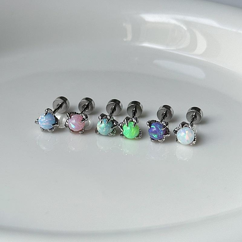 Серьги Niche Mini Opal Dragon Claw из титана: Уникальные костяные штифты с винтовой конструкцией