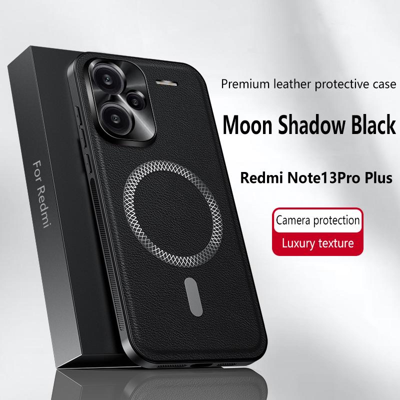 Для Redmi Note 13 Pro+ Pro Plus Чехол Магнитный Элегантный Кожаный Износостойкий Объектив Полностью Закрытый Нескользящий Защита Края Чехол