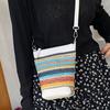 Fashion Straw Bag Women's 2025 Summer New Trend Woven Shoulder Messenger Women's Bag Splicing Versatile Bucket Bag