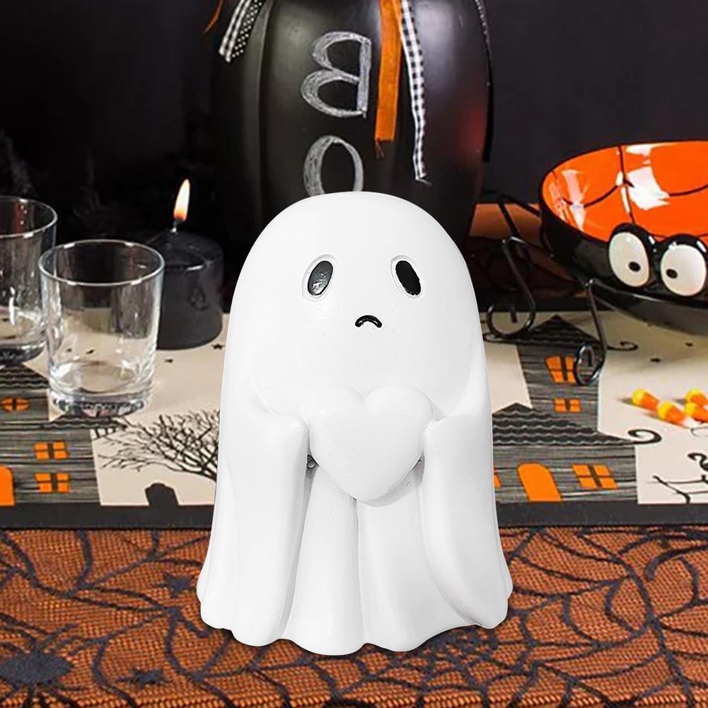 Halloween Spooky Resin Ghost Statue Cute Finger Ghost Ornaments Rock Spooky Resin Statue for Gift Props Tabletop Halloween Decor