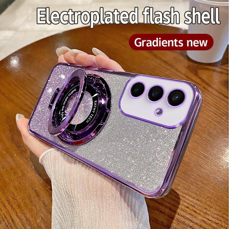 Блестящий магнитный держатель-подставка Magsafe, чехол с гальваническим покрытием для Samsung Galaxy A14 A24 A34 A54 A15 A25 A35 A55 A05 A05S 4G 5G