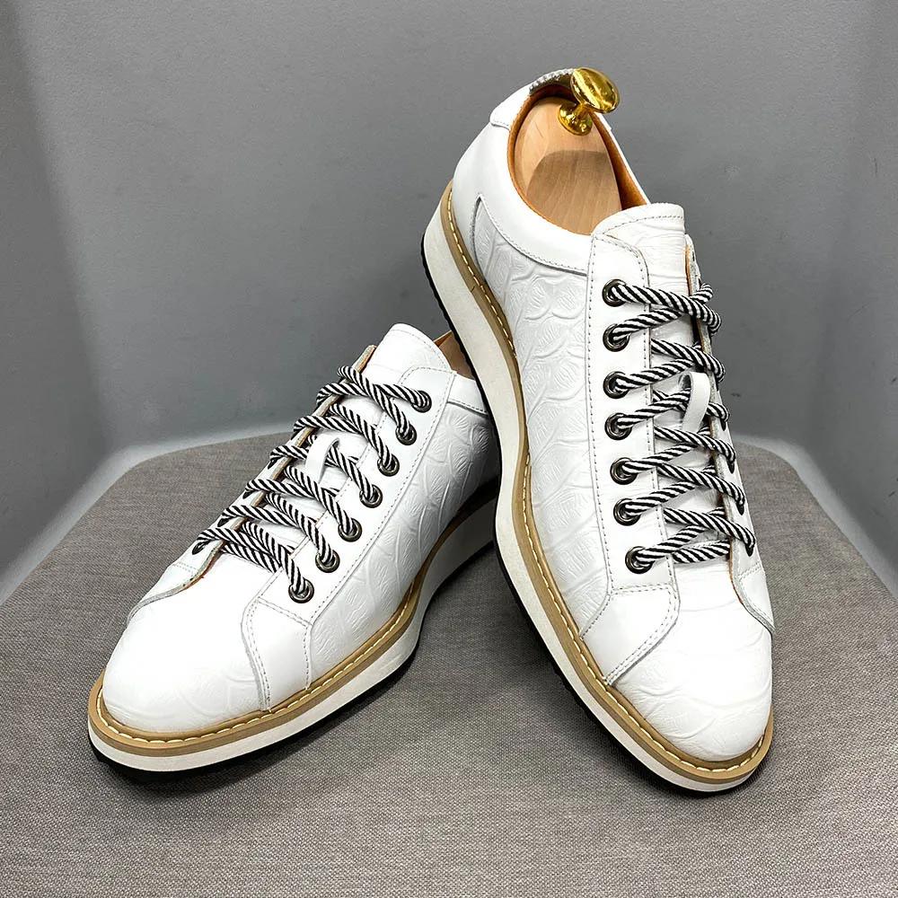 Fashion Genuine Leather Men's Casual Shoes Lace Up Flats Fashion Oxfords Leather Casual Designer Luxury Shoes for Men Luxury Sneakers