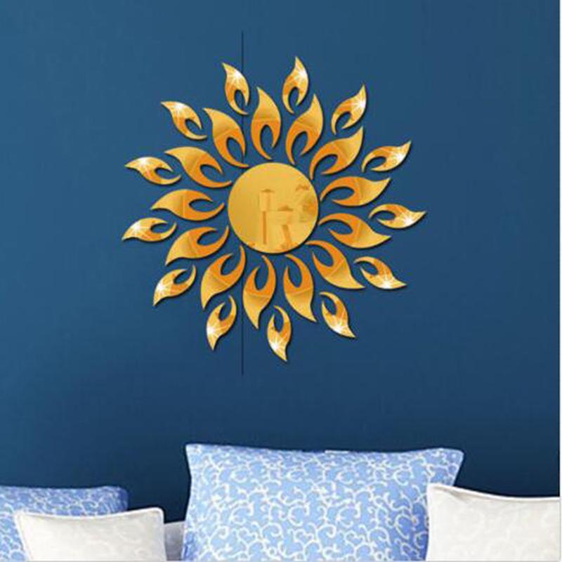 3D Mirror Sun Art Removable Wall Sticker Mural Decal Home Room Decor MIT