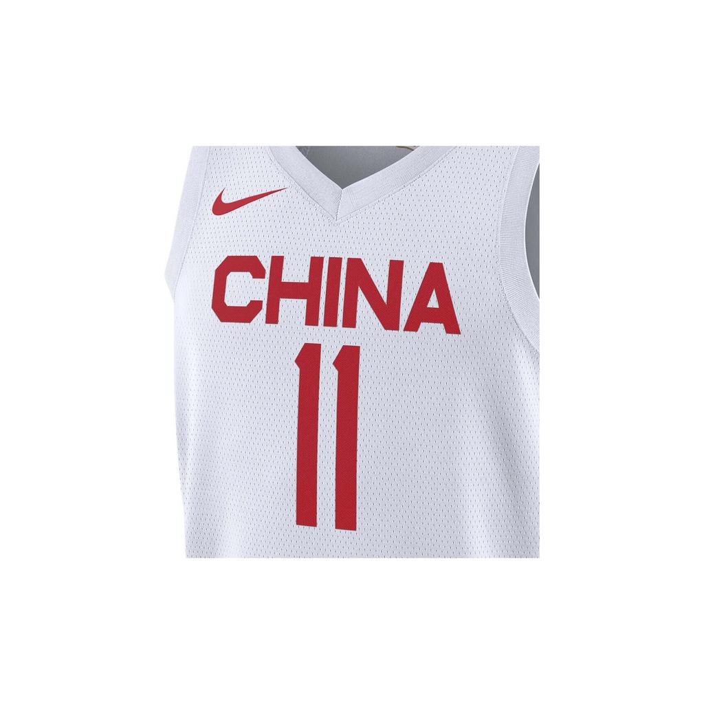 Nike Контрастная спортивная майка без рукавов, сборная Китая, Yi Jianlian No. 11 Home Баскетбольный жилет Мужские топы Белый CZ4255-101