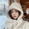 Зимняя утолщенная теплая шапка с защитой ушей для большого обхвата головы, вязаная шерстяная шапка, женская