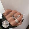 Korean S925 Silver-Plated Three-Layer Retro Hip-Hop Stacking Ring for Women