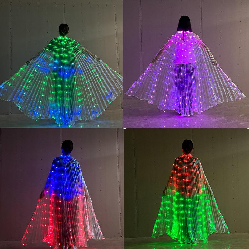 Светодиодные светящиеся крылья бабочки - Танец живота, Костюм феи, Флуоресцентный плащ для подиума
