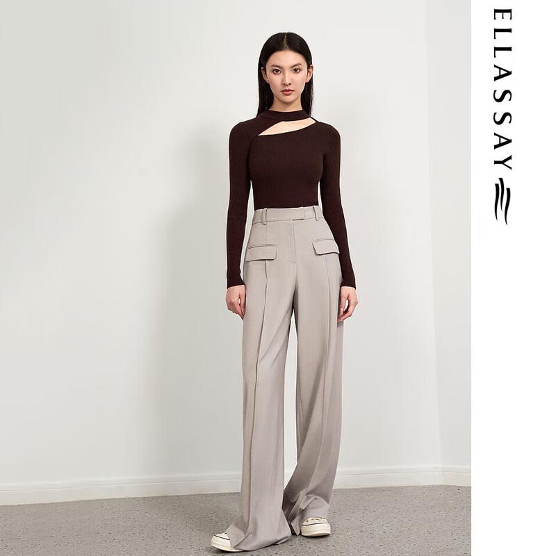 ELLASSAY Women's Merino Wool Hollow-Out Knit Sweater