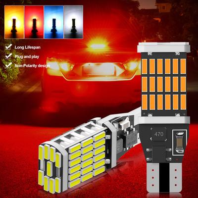 2 шт. DC 12 В автомобильный фонарь заднего хода T15 W16W 45 SMD 4014 высокомощная автомобильная лампочка белый желтый красный указатель поворота светодиодный свет Canbus