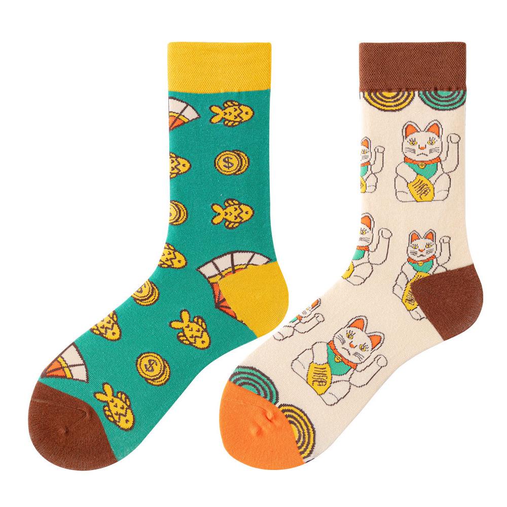 Asymmetric Colorful Christmas Cotton Socks for Couples