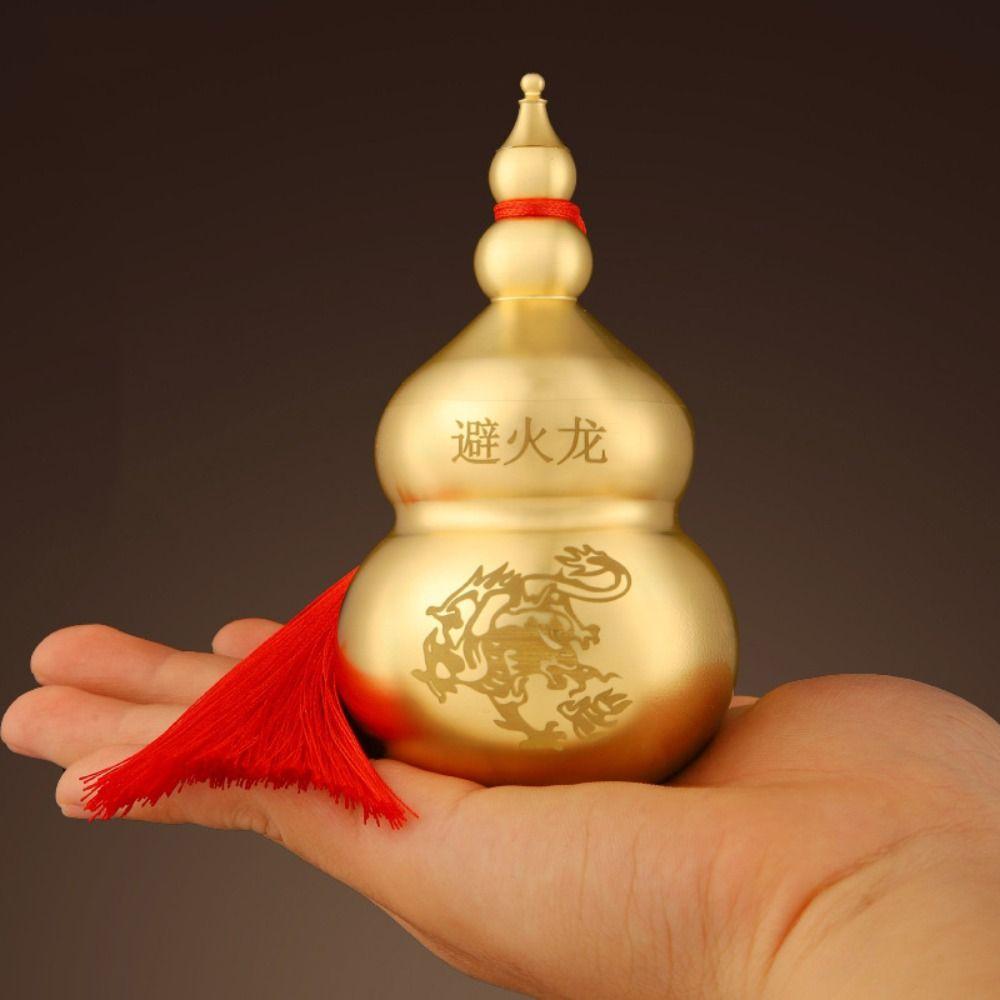 Brass Copper Gourd Chinese Style Gourd Ornament Creative Fire-avoiding Dragon Gourd  Living Room