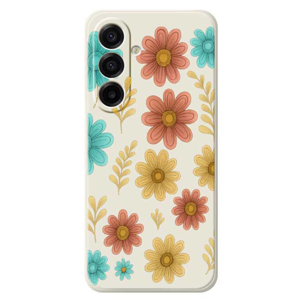 For Samsung Galaxy A17 5G Case Red Yellow Blue Flowers Pattern Printing Straight Edge TPU Phone Back Cover