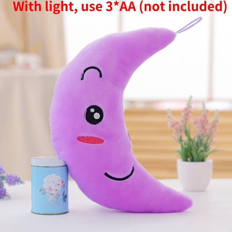 Colorful Illuminated Plush Pillows In Adorable Star Moon And Heart Shapes For Kids