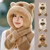 Thickened Winter Integrated Cap Scarf Cute Plush Hat Scarf Set  Cycling Protection