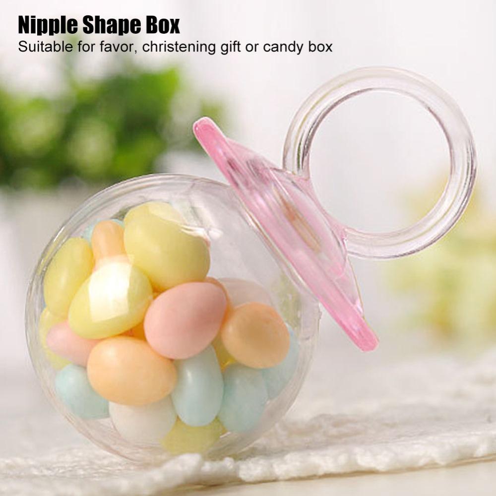 12PCS Pink Candy Boxes Pacifier Shape Party Candy Box Snack Container Wedding Favor Box Party Favor