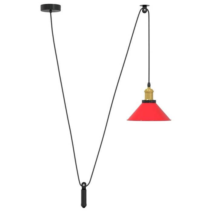VidaXL Height Adjustable Pendant Lamp E27 Glossy Red Ø22cm Metal, Hanging Lighting, Kitchen Pendant Lighting, 4103449