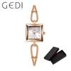 Fashion Gedi Top Brand Rose Gold Women Square Wrist Watch Alloy Rope Band Water Resistance Luxury Ladies Quartz Jewely 20mm
