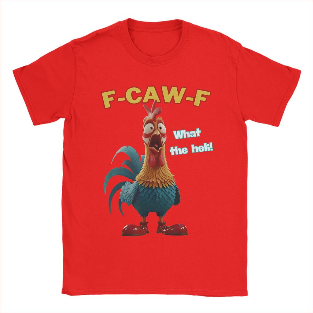 Men's Funny Chicken F-Caw-F What The Heli T Shirt Poultry Humor 100% Cotton Tops Funny Short Sleeve Tee Shirt Printing T-Shirt