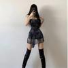Женская летняя юбка Чистая эротичная горячая девушка Скрещенный halter Неправильный принт Платье-комбинация на бретельках