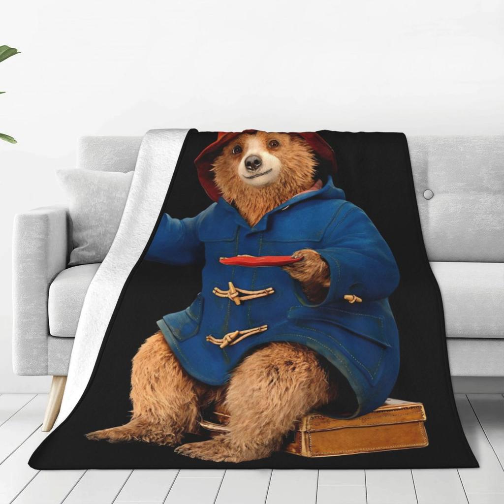 Britain Paddington Brown Bear Warm Blanket Cute Movie Cartoon Travel Plush Throw Blanket Flannel Bedspread Sofa Bed Cover
