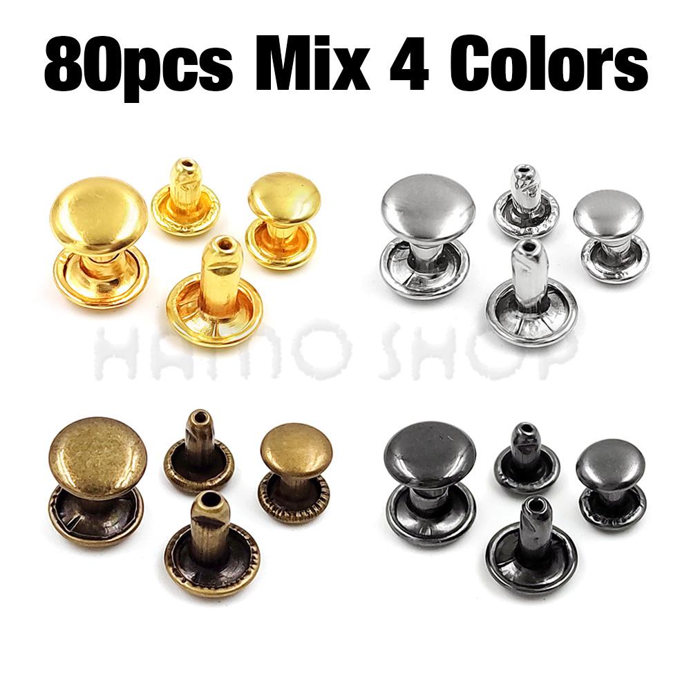 100sets 6-8mm Metal Double Cap Round Rivets Studs Collision Nail Spike Rock Leather Craft Shoe Bag Belt Garment Bracelet DIY