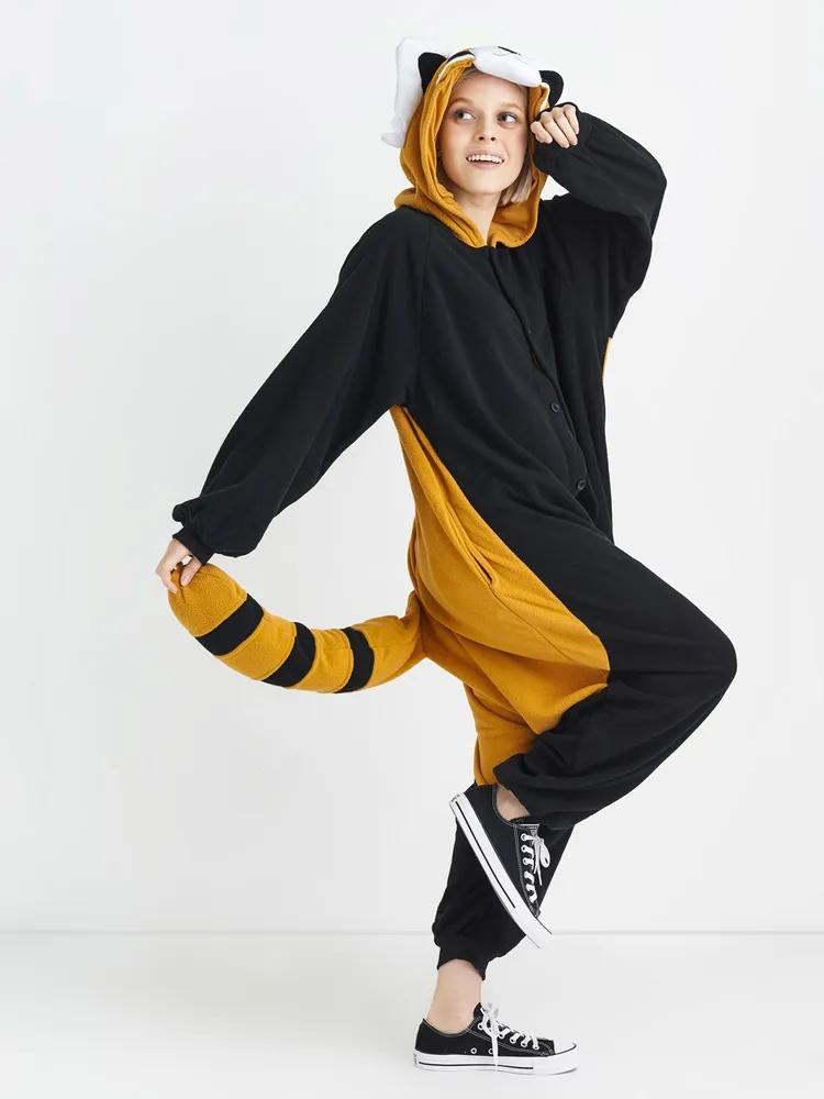 Raccoon Onesie One-piece Pajamas Halloween Costume Christmas Kigurumi Full Body Costume