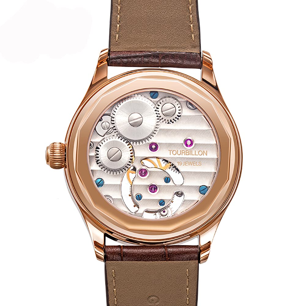 Механические часы HAOFA Tourbillon Watch 8 Dial Vintage Wood Grain Ультратонкое сапфировое стекло Ремешок из натуральной кожи Роскошный стильный сапфировое стекло