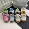 Дофаминовое сочетание цветов ретро кэжуал универсальная платформа повседневная обувь весна новинка круглый носок шнуровка кеды 5069