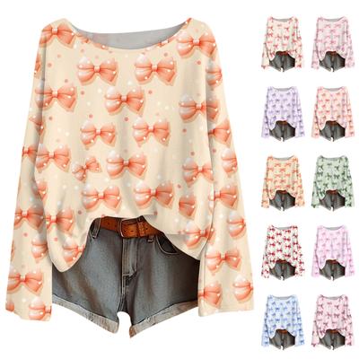 Рубашки с длинным рукавом для женщин, футболки с принтом, блузки, повседневные базовые топы больших размеров, пуловер, повседневная туника, рубашка свободного кроя